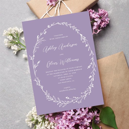 Invitation Mariage de de Fleur sauvage violet de lavande rus