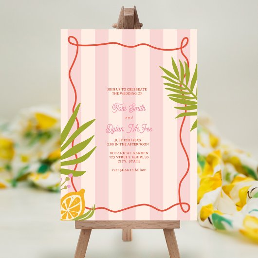 Invitation Mariage de  de palme rose citron
