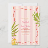 Invitation Mariage de  de palme rose citron (Devant)