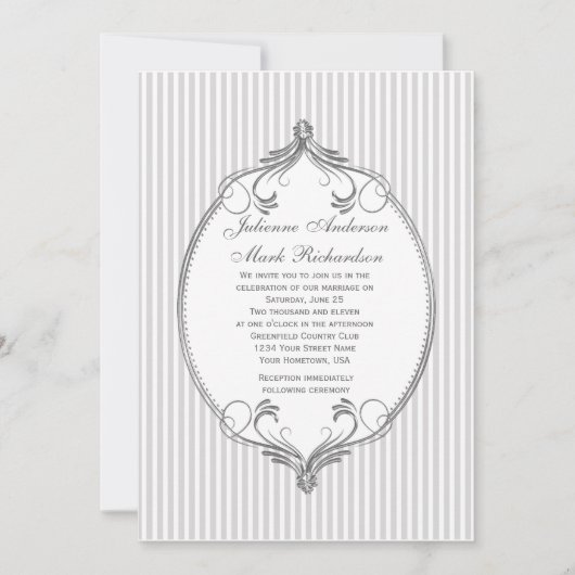 Invitation Mariage de  de trame argenté clair gris (Devant)
