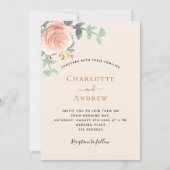 Invitation Mariage de de verdure rose doré beige (Devant)