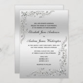 Invitation Mariage de décoration en argent (Devant / Derrière)