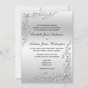 Invitation Mariage de décoration en argent
