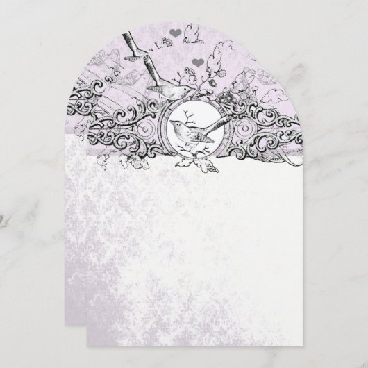 Invitation Mariage de défilement Die Cut Inséparable Lavender (Devant / Derrière)