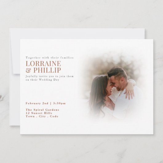 Invitation Mariage de dégradé de blanc doux (Devant)