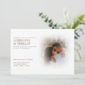 Invitation Mariage de dégradé de blanc doux (Debout devant)