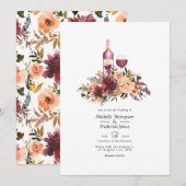 Invitation Mariage de dégustation de vin floral Bordo Peach (Devant / Derrière)