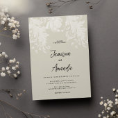 Invitation Mariage de dentelle blanche neutre rustique