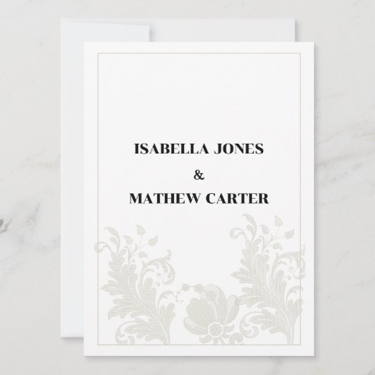 Invitation Mariage de dentelle blanche neutre rustique (Dos)