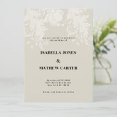 Invitation Mariage de dentelle blanche neutre rustique (Debout devant)