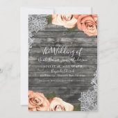 Invitation Mariage de dentelle blanche rustique Rose gris cla (Devant)