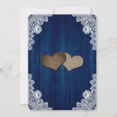 Invitation Mariage de dentelle bleu et blanc de la marine rus (Dos)