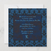 Invitation Mariage de dentelle bleu et noir plus clair (Dos)