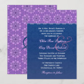 Invitation Mariage de dentelle bleu et violet de la Marine F3 (Devant / Derrière)