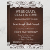 Invitation Mariage de dentelle Brown et blanc rustique (Devant / Derrière)