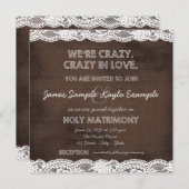 Invitation Mariage de dentelle Brown et blanc rustique (Devant / Derrière)
