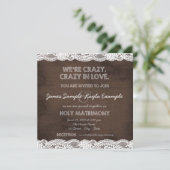 Invitation Mariage de dentelle Brown et blanc rustique (Debout devant)