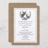 Invitation Mariage de dentelle Buck + Doe Deer - Purple (Devant / Derrière)