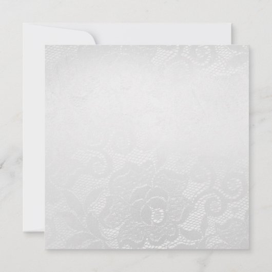 Invitation Mariage de dentelle classique Silver White Marine (Dos)