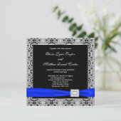 Invitation Mariage de dentelle d'argent noir Royal Blue (Debout devant)