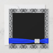 Invitation Mariage de dentelle d'argent noir Royal Blue (Dos)