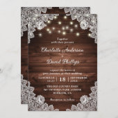 Invitation Mariage de dentelle de bois rustique (Devant / Derrière)