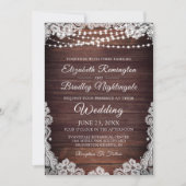 Invitation Mariage de dentelle de bois rustique (Devant)