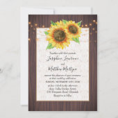 Invitation Mariage de dentelle de tournesol rustique (Devant)