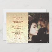 Invitation Mariage de dentelle d'or Floral (Devant)