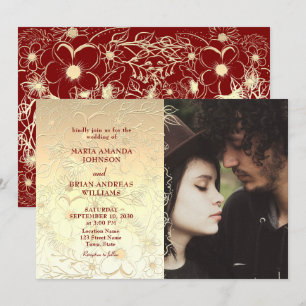 Invitation Mariage de dentelle d'or Floral