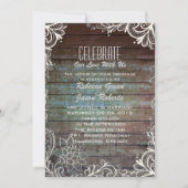 Invitation mariage de dentelle en bois de barnwood rustique m (Devant)
