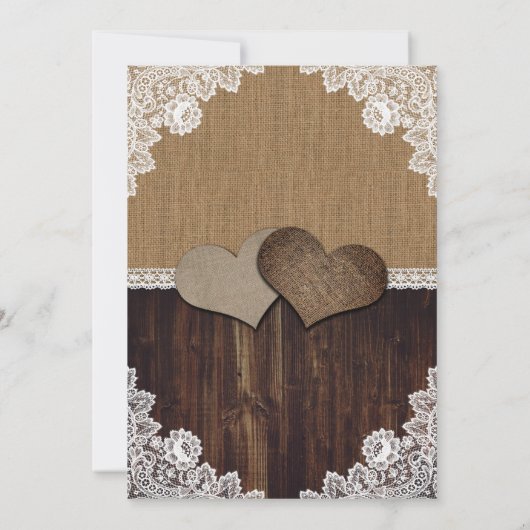 Invitation Mariage de dentelle en bois rustique (Dos)