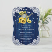Invitation Mariage de dentelle en bois rustique (Debout devant)