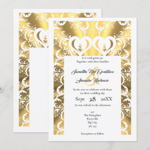Invitation Mariage de dentelle en fibre coupée d'or