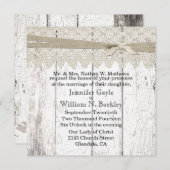 Invitation Mariage de dentelle et bois blanchi rustique (Devant / Derrière)