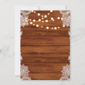 Invitation Mariage de dentelle et de cordes en bois rustique (Dos)