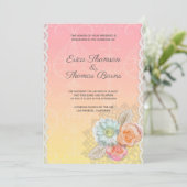 Invitation Mariage de dentelle et de fleurs (Debout devant)