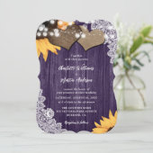 Invitation Mariage de dentelle fleurie de tournesol violet (Debout devant)