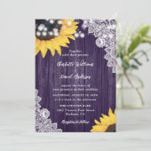Invitation Mariage de dentelle fleurie de tournesol violet (Debout devant)
