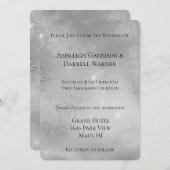 Invitation Mariage de dentelle florale d'argent romantique (Devant / Derrière)