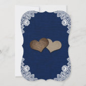 Invitation Mariage de dentelle florale de la Marine (Dos)