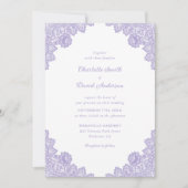 Invitation Mariage de dentelle florale de lavande (Devant)