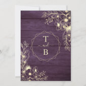 Invitation Mariage de dentelle florale violet rustique (Dos)