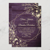 Invitation Mariage de dentelle florale violet rustique (Devant / Derrière)