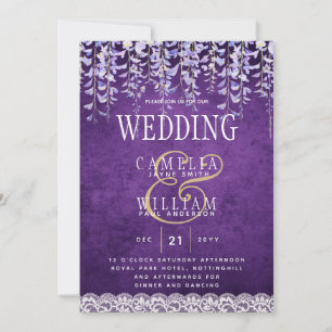 Invitation Mariage de dentelle moderne violet