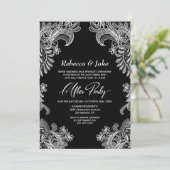 Invitation Mariage de dentelle noir et blanc après la fête (Debout devant)