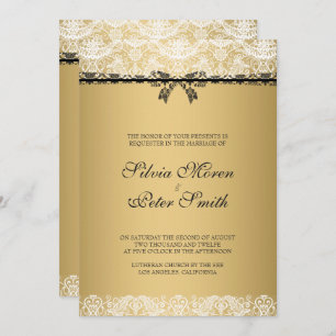 Invitation Mariage De Dentelle Or Et Blanc