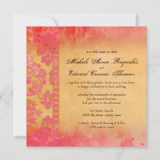 Invitation Mariage de dentelle Rockin Rose Grunge Damask