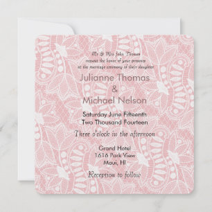 Invitation Mariage de dentelle rose