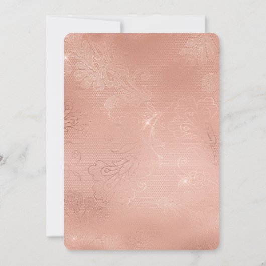 Invitation Mariage de dentelle rose Glam (Dos)